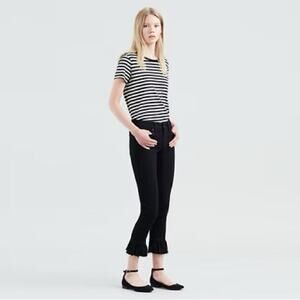 Levi's 711 Black Skinny Ankle Crop Ruffle Flare Hem Stretch Jeans Size 33
